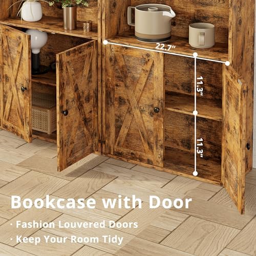 IRONCK Industrial Bookshelves and Bookcases with Doors Floor Standing 6 Shelf...