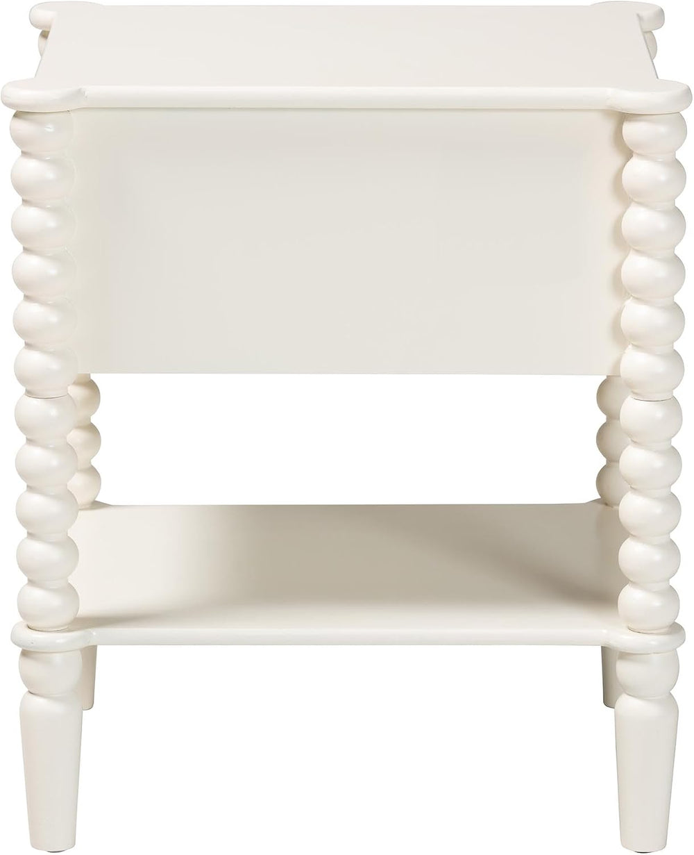 Baxton Studio Rimona End Table with Bobbin Legs - 1-Drawer Accent Table with ...