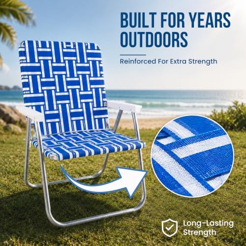 Lawn Chair USA Folding Aluminum Outdoor Patio Lawn Chair | Heavy-Duty Webbed ...