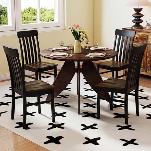 GIANTEX Wooden Dining Chairs Set of 2, Hollowed Backrest & Rubber Wood Seat