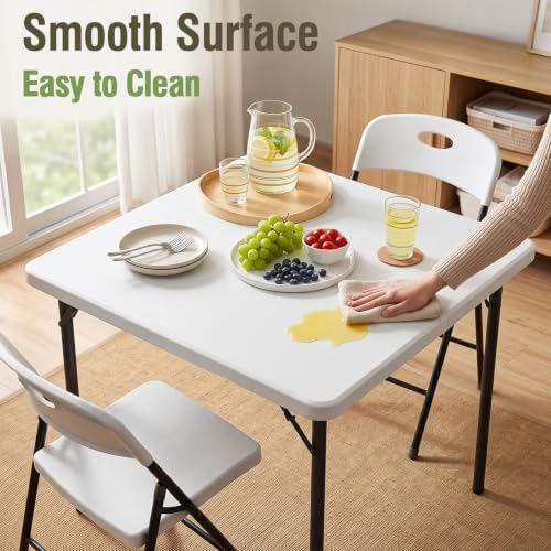 Folding Table and Chairs Set for 5, 36 Inch Foldable Plastic Table with Carry...