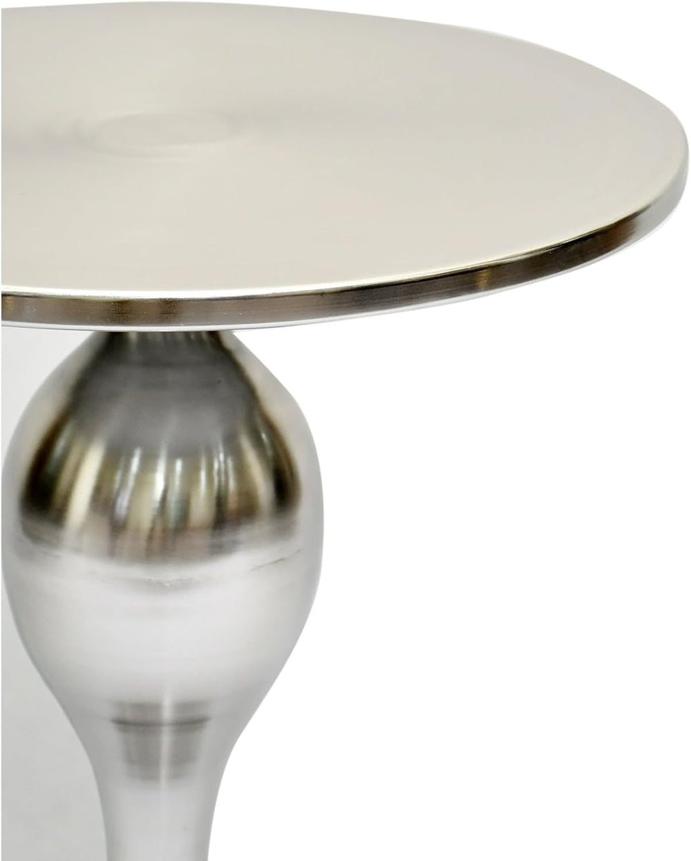 Sculptural Pedestal Polished Nickle Side Table