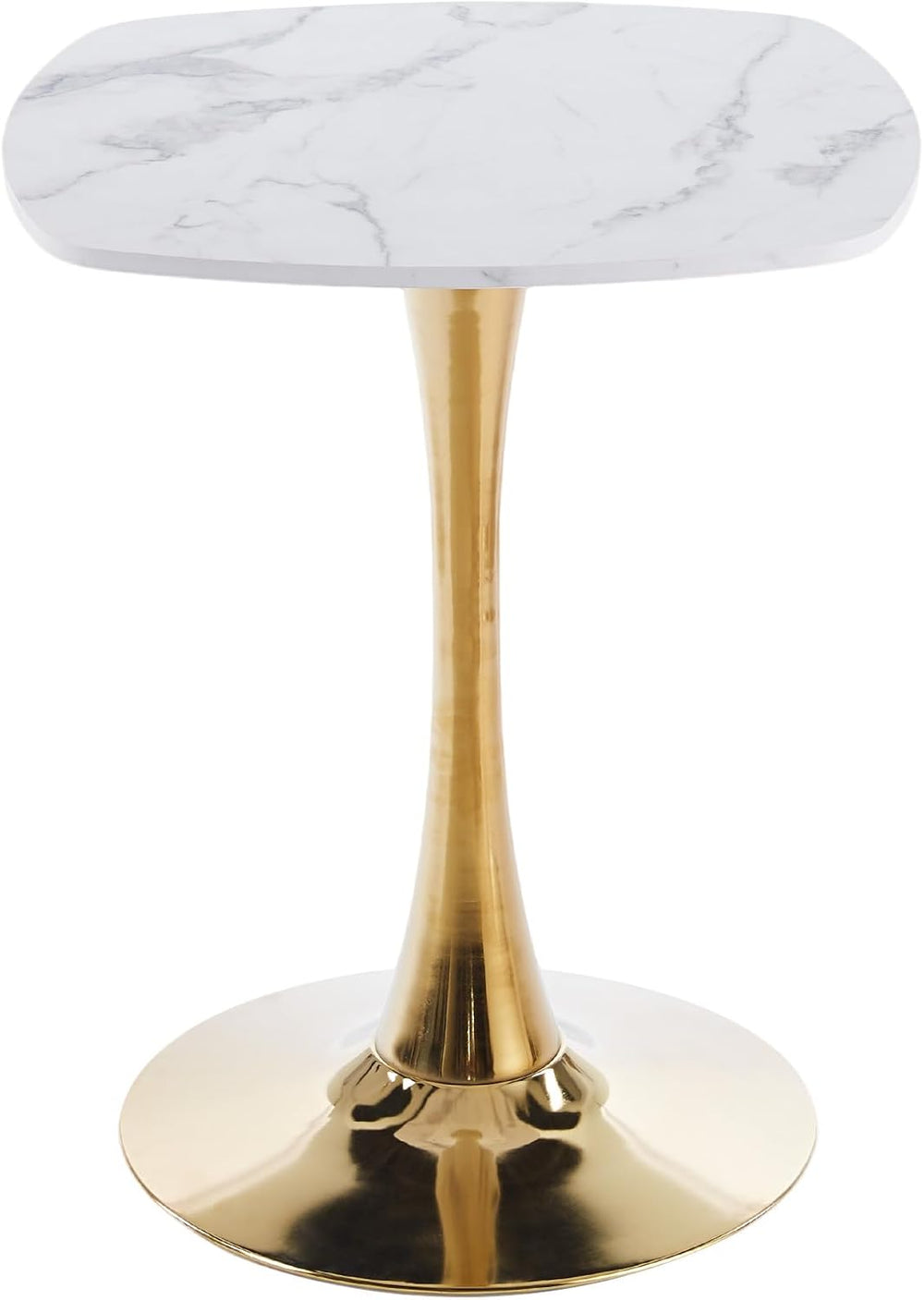 24" White Marble-Look Square Tulip Dining Table for 1-2 (No Chairs) | Go...