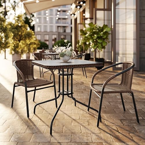 Flash Furniture Lila 3-Piece 28" Square Indoor/Outdoor Patio Table and C...