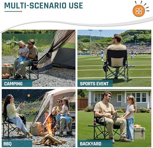 DMH OUTDOORS Camping Directors Chair with Side Table & Breeze Mesh Backrest