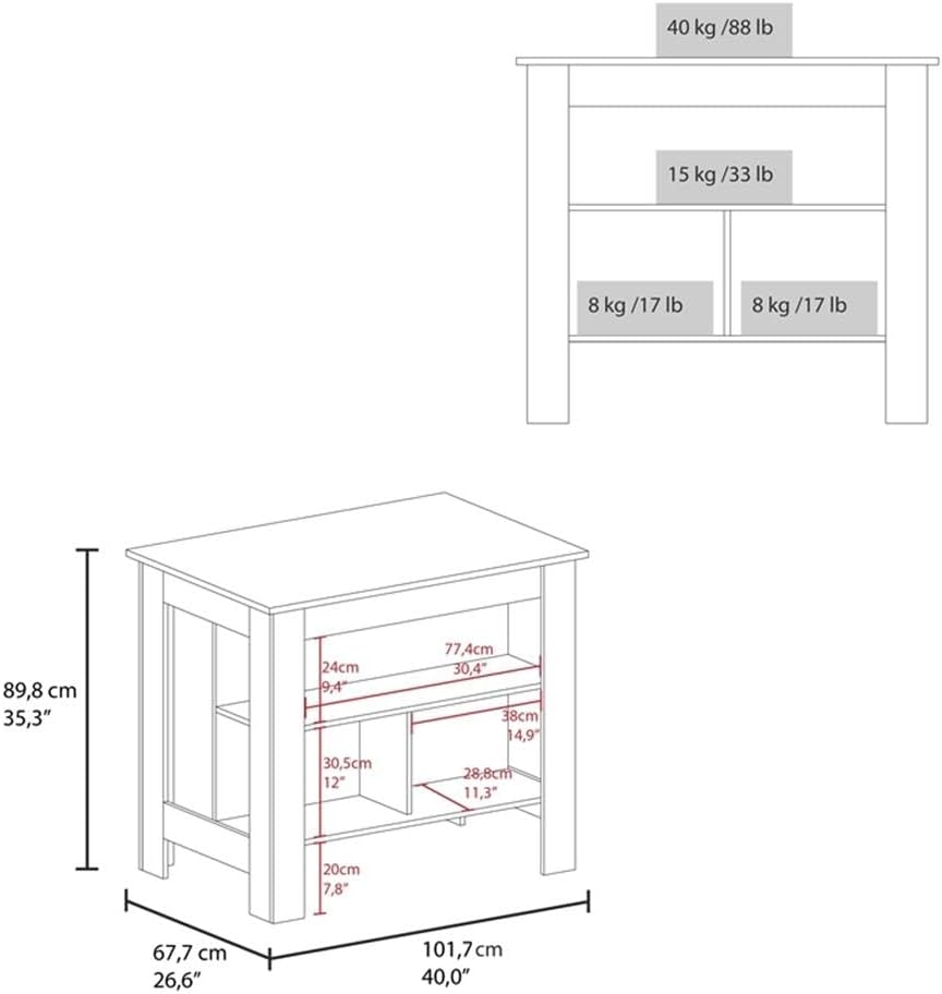 Pemberly Row Kitchen Island with Seating, 40.5 in Wide, Multi-Color Finish, T...