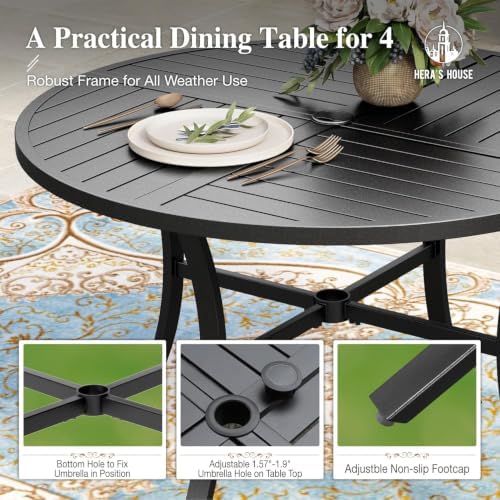 HERA'S HOUSE 5pc Patio Dining Set, 42" Round Table & 4 Rattan Ch...