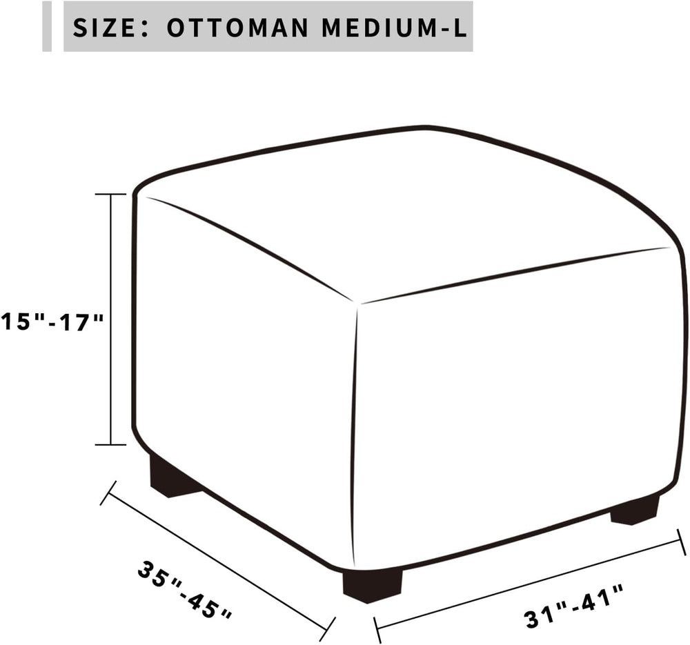 Easy-Going Waterproof Stretch 40x40x15inch Square Ottoman Cover Footstool