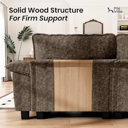 PHI VILLA Modular Sofa 5-Seat U Shaped Cloud Couch Sectional with Ottoman