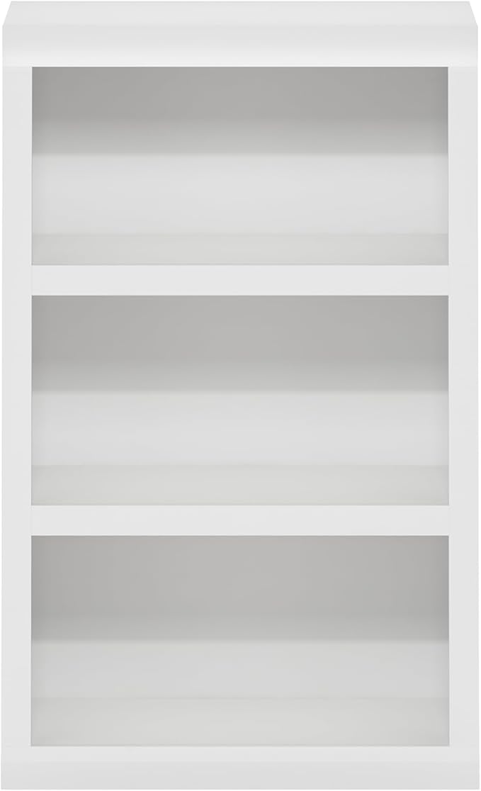 Furinno Rail 3-Tier Open Shelf Bookcase with Classic Style Edges, White