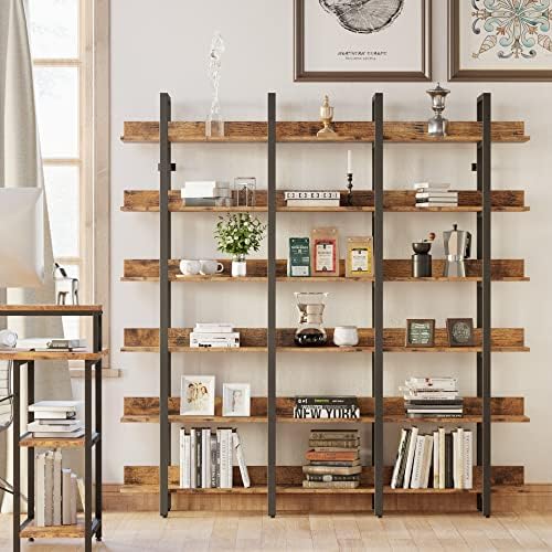 IRONCK Book Shelf Triple Wide 72.8" H x 70.9" W 6 Tiers with Back F...