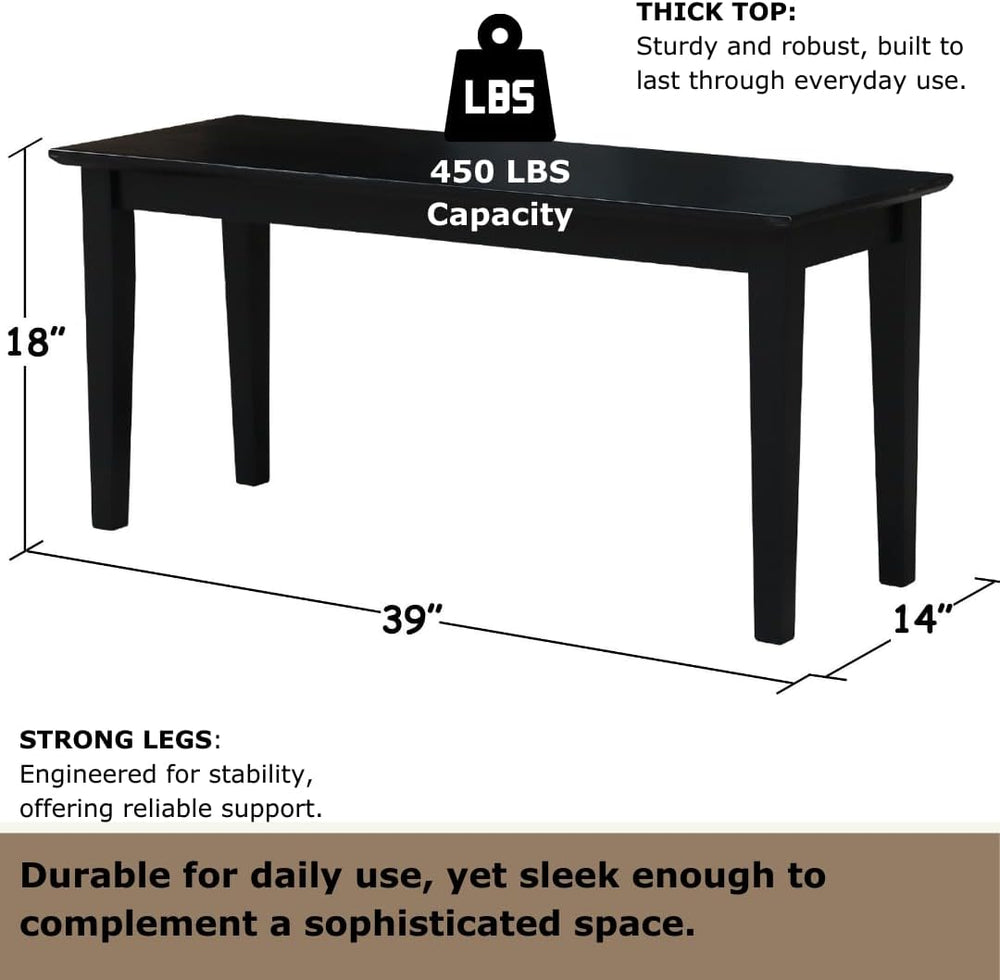 International Concepts Shaker Style Bench, 39-Inch Wide, Solid Parawood, Unfi...
