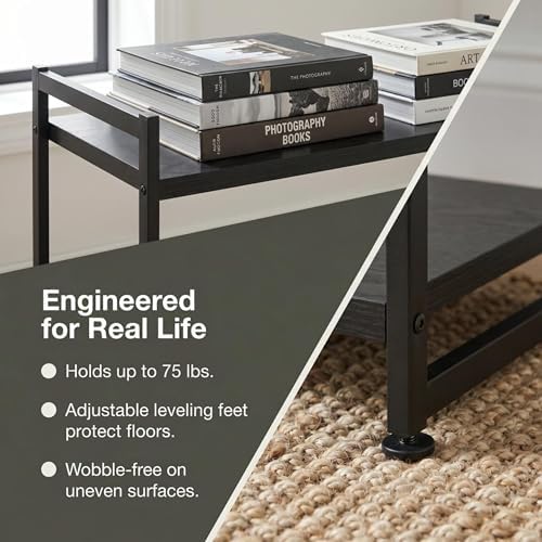 Household Essentials Jamestown Wide 3 Shelf Open Storage Bookshelf Black Oak ...