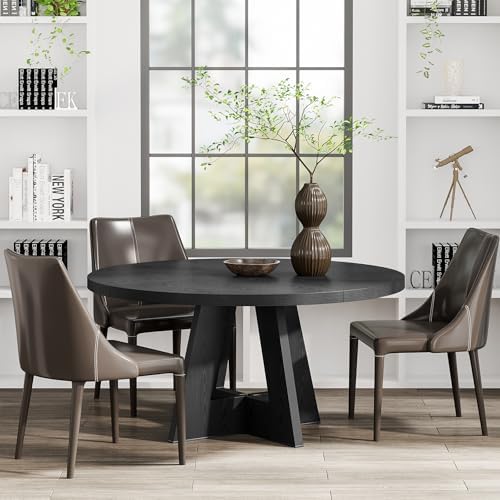 Tribesigns 47 inch Round Dining Table Wood Kitchen Table for Dining Room, 47&...