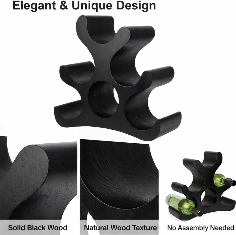 Countertop Wine Rack with Multi-Functional Bottle Opener, 6 Bottle Tabletop W...