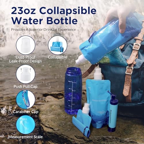 Membrane Solutions Squeezable Water Filtration System, Survival Water Purifie...
