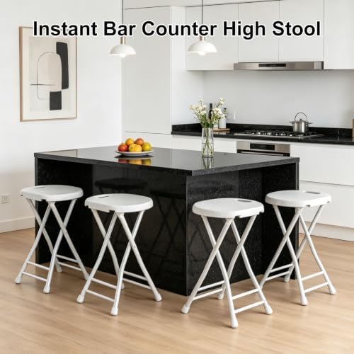 Folding Stool, 18 Inch Foldable Stool with Handle & Steel Frame, Pack of ...