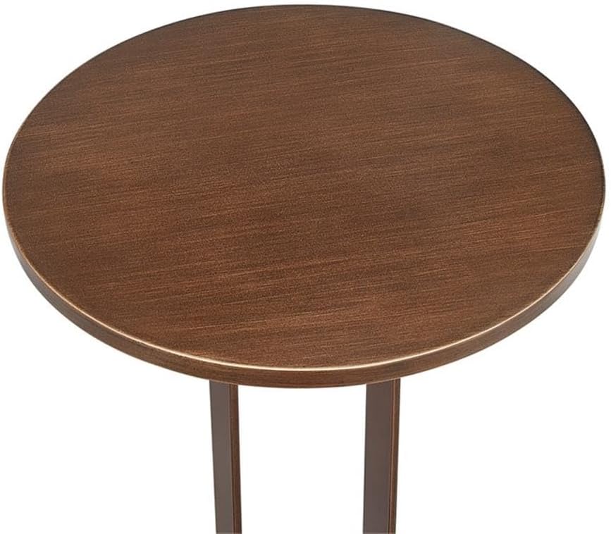 Pemberly Row Contemporary Round Accent Table, Antique Bronze Metal Finish, 15...