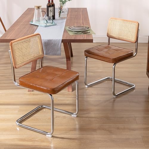 Zesthouse Natural Rattan Dining Chairs Set of 4, Modern Cesca Kitchen Chair