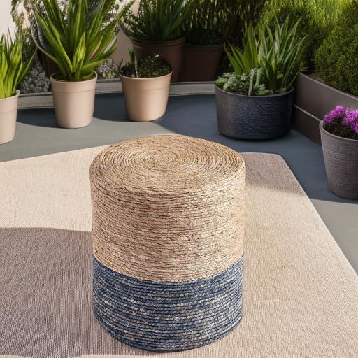 Wimarsbon Natural Seagrass Foot Stool, Hand Weaving Round Ottoman, for Living...