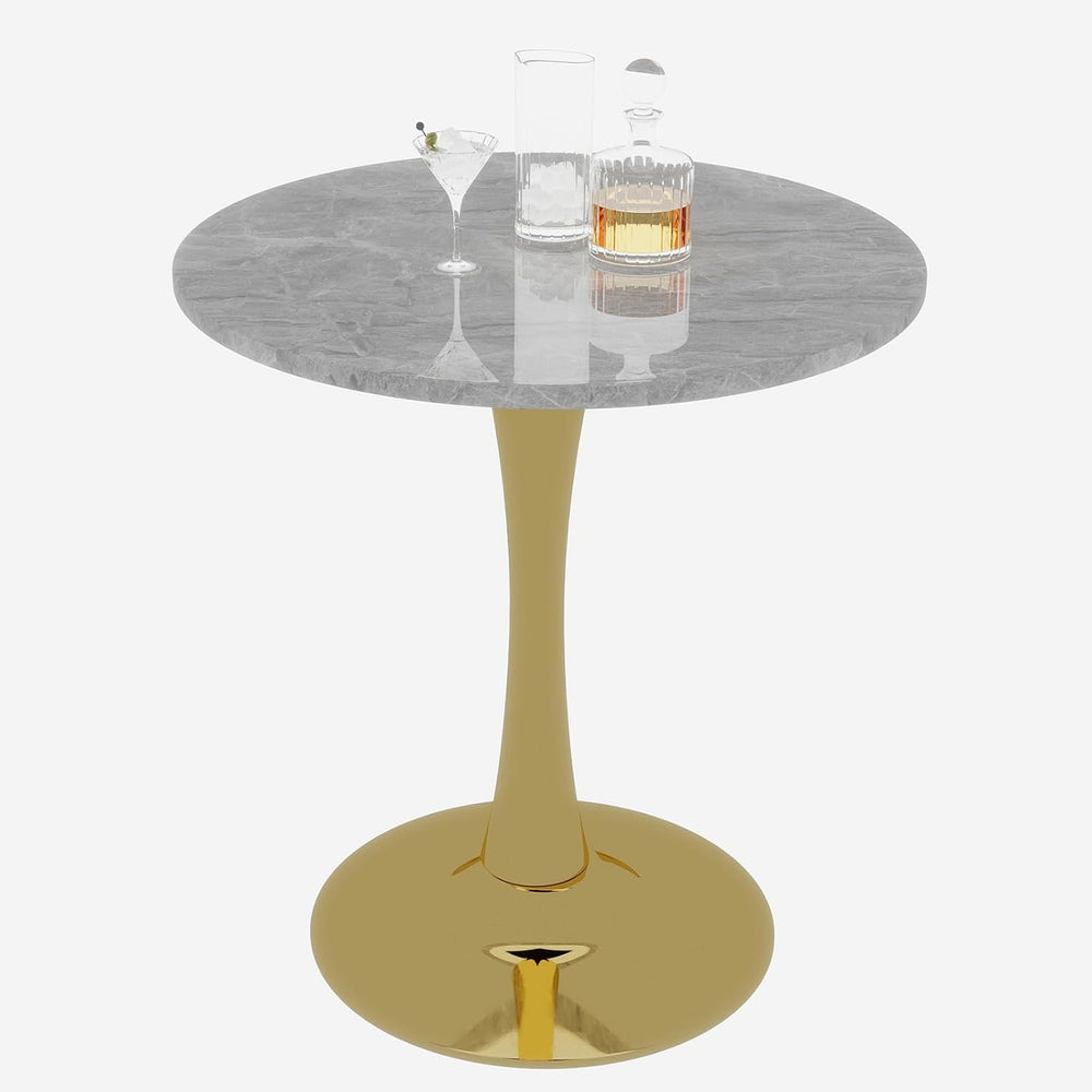 JOSHEN 28" Marble-Effect Bedside Table, Small Sofa Side Tables with Stab...