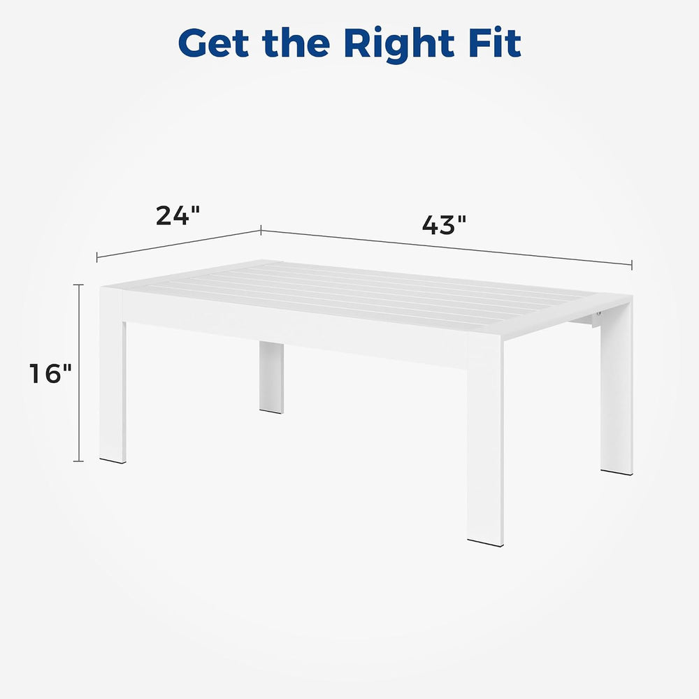 Wisteria Lane Aluminum Outdoor Furniture Patio Coffee Table, All-Weather Outd...