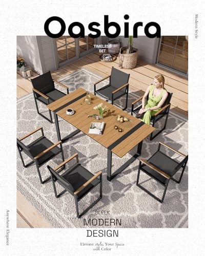 Full Grounded Outdoor Dining Set, Aluminum Patio Table and Chairs