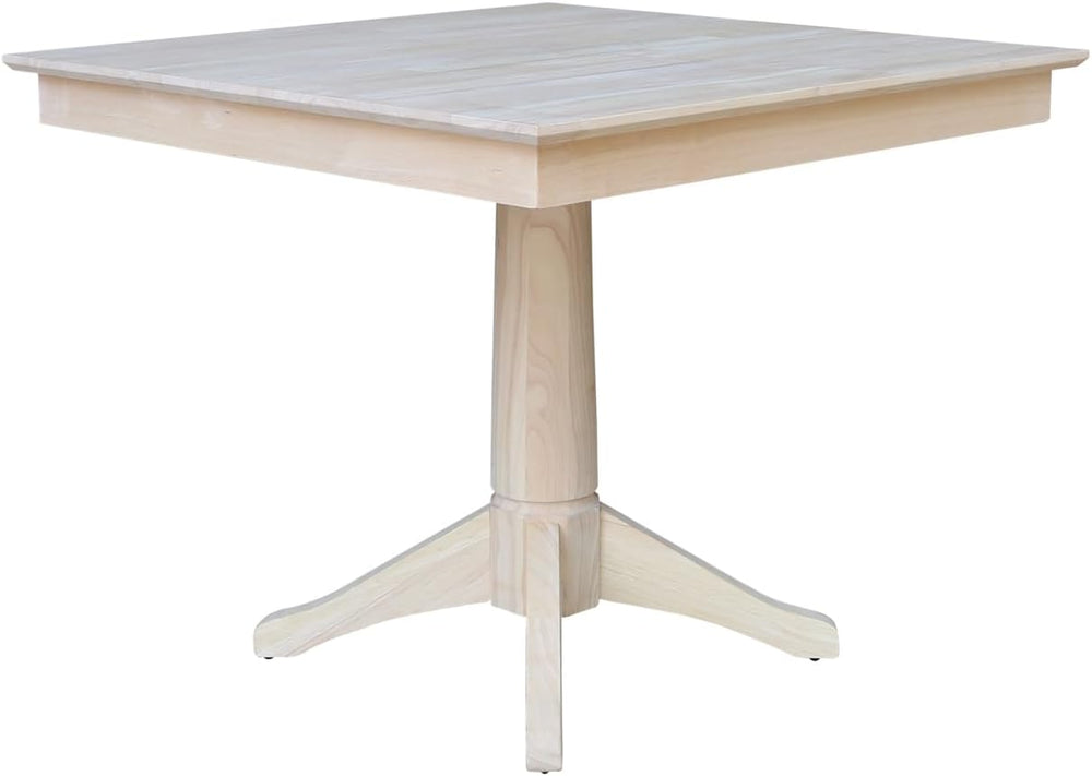 International Concepts 36" x 36" Natural Solid Wood Square Top Pede...