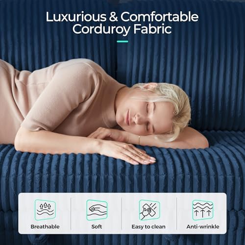 LINSY HOME Sectional Couches for Living Room, 81" L Shape 3 Seats, Blue ...