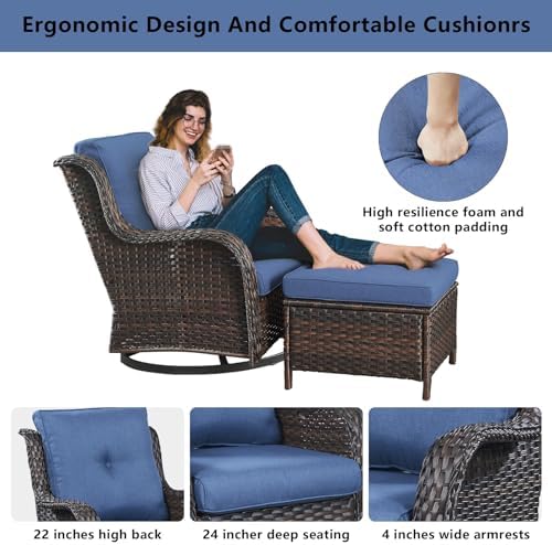 Belord Wicker Outdoor Furniture Patio Furniture Set - 6 Piece Patio Conversat...