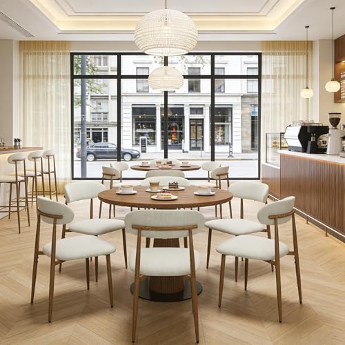 FREKEN Modern Upholstered Dining Chairs Set of 6, Mid-Century Metal Frame wit...