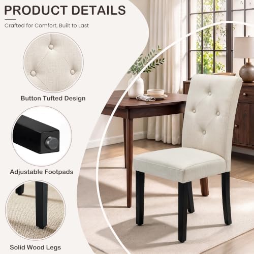 VECELO Upholstered Dining Chairs Set of 6, Modern Accent Parsons with Comfort...