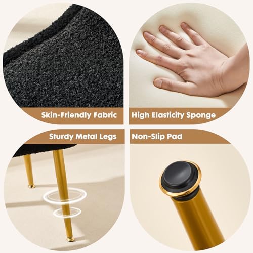 Small Vanity Chair with Storage and Foldable Backrest Black
