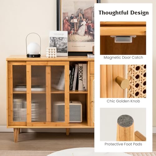 LOKO Modern Buffet Cabinet, Boho Coffee Bar Cabinet