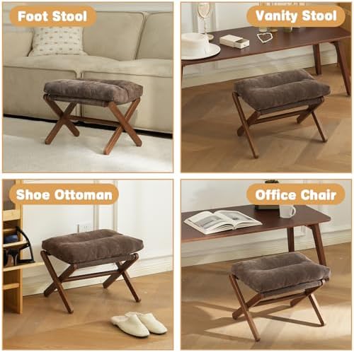 Baveke Foldable Ottoman Foot Rest for Chair, Small Foot Stools Ottoman for Ho...
