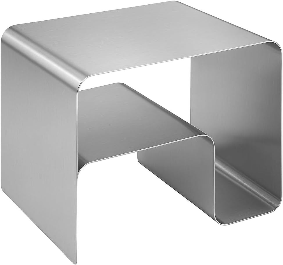 Modern Stainless Steel Side Table – Seamless Integrated Design, Sturdy and St...