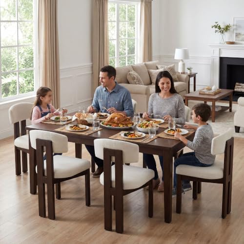 COLAMY Upholstered Dining Chairs Set of 6, Solid Wood Wobble-Free Modern Kitc...