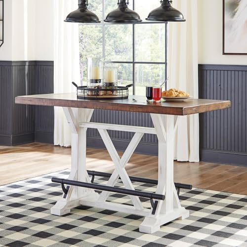 Signature Design by Ashley Farmhouse Counter Height Dining Table, White