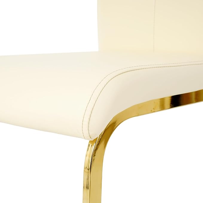 Goujxcy Dining Chairs Set of 2, Modern High Back Kitchen Chairs with Metal Le...