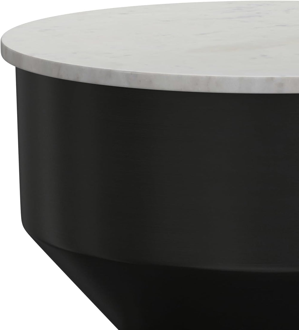 SIMPLIHOME Maxine Side Table - 18 inch Wide Genuine Marble Top Round Accent T...