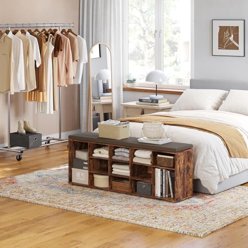 DINZI LVJ Shoe Storage Bench with Cushion, 15-Cubby Shoe Rack with Seat | 50....