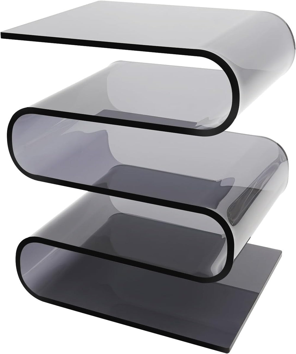 S-Shaped Acrylic End Table, Side Table for Living Room, Bedside Table for Bed...