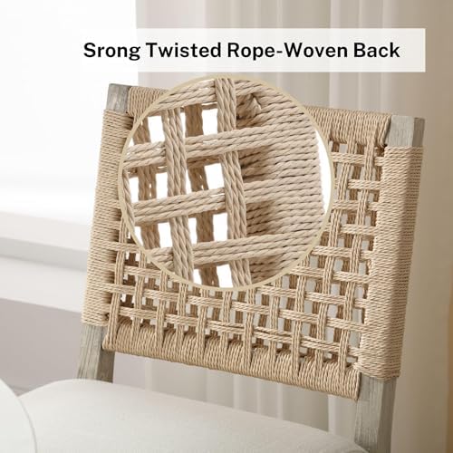 Farmhouse Dining Chairs Set of 4, Upholstered Kitchen Room Chairs with Rattan...