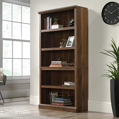 Sauder 5 Tier Book Shelf Wooden Bookcase Multipurpose Bookshelf for Home Offi...