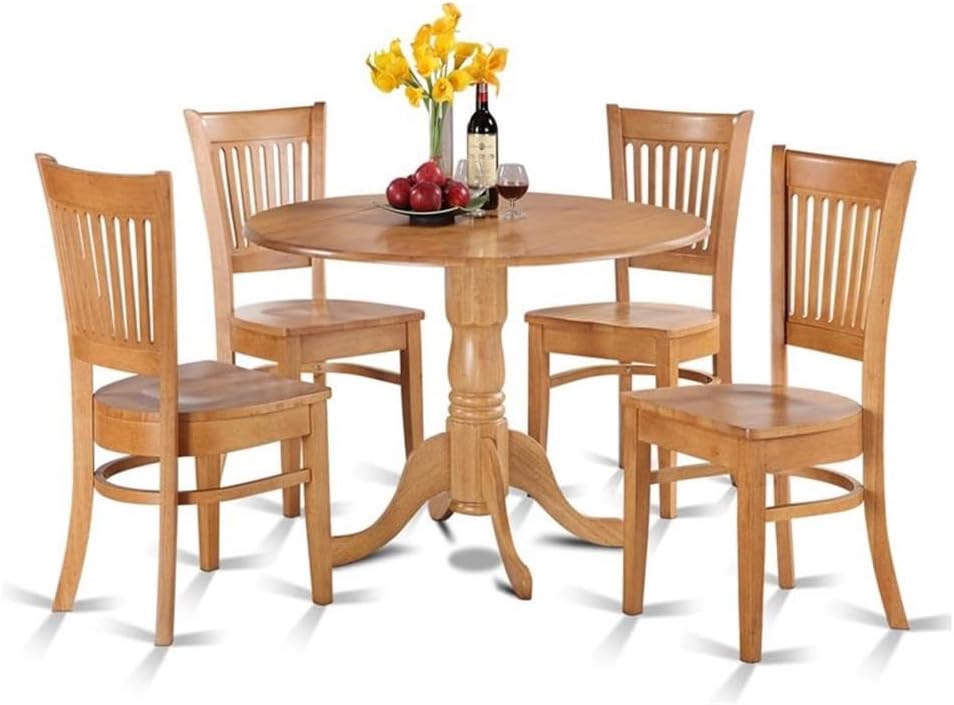 East West Furniture DLVA5-OAK-W 5 Piece Modern Dining Table Set Includes a Ro...