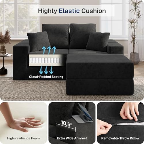 Cloud Modular Sectional Sofa, Comfy Couch for Living Room, Modern L-Shaped Co...