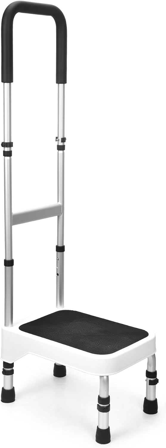 Step Stool with Handle for Elderly, Aluminum Step Stools for Adults, Step Sto...