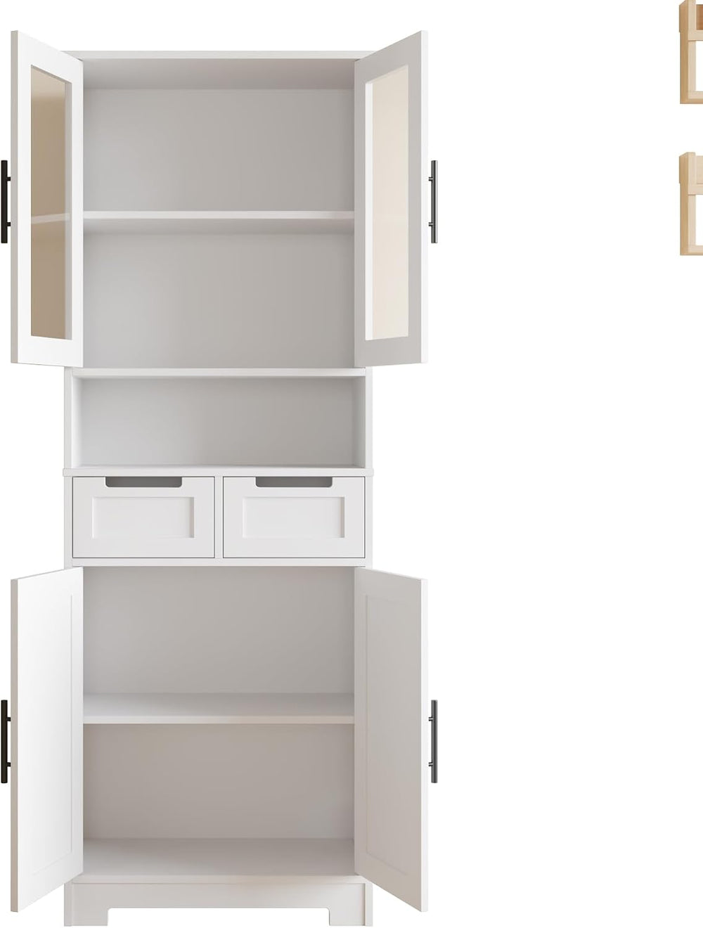 LEADZM Kitchen Cabinet Tall Cabinet with 4 Doors Buffet Cabinet for Kitchen L...
