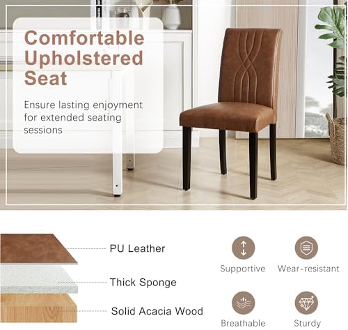 VECELO Upholstered Dining Chairs Set of 6, Modern PU Leather High Back Chairs...
