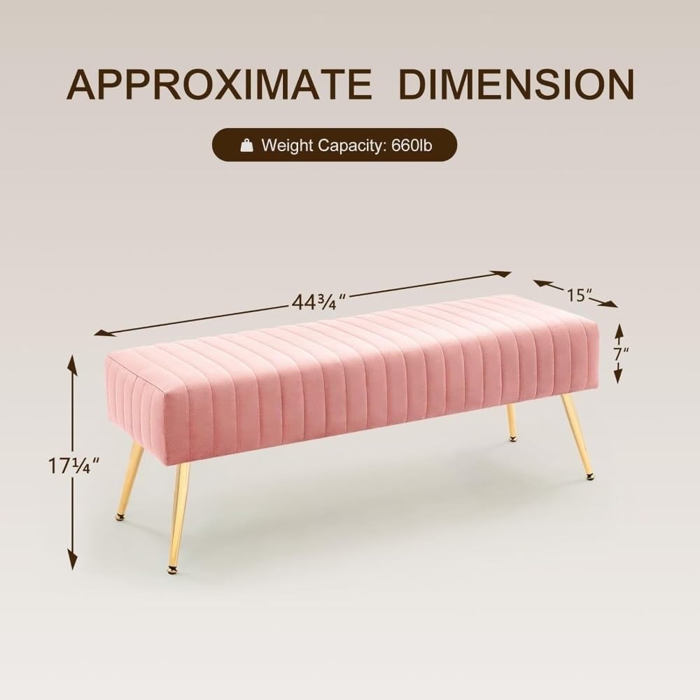 Modern Velvet Ottoman Bench Modern Upholstered Bedroom Benches Footrest Stool...